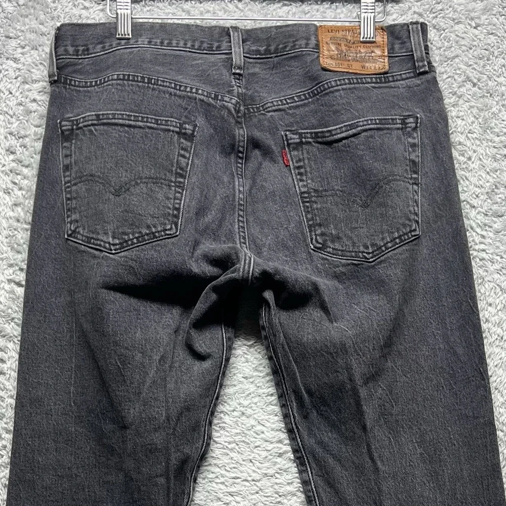 Levis 501 ST Jeans Mens‎ 34x32 Black Denim Button Fly Premium Slim Taper Big E